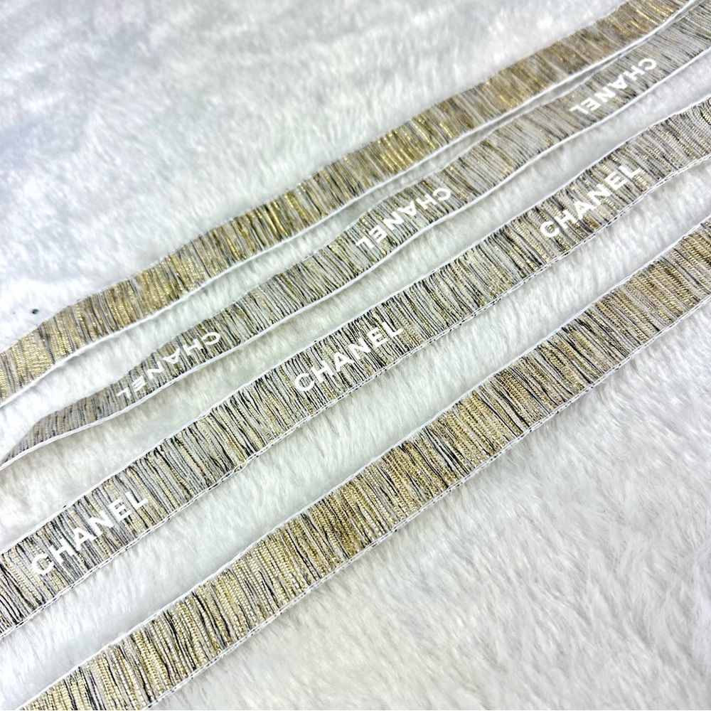 CHANEL gold and cream holiday ribbon 2 yards
